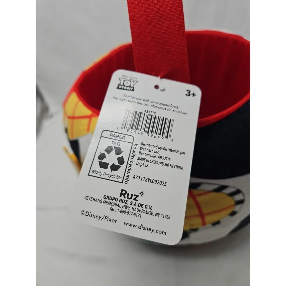 Pixar Toy Story Woody Plush Basket w/ Handle Round Multicolor Halloween